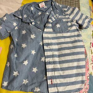 Toddler Boys American Flag Button Down Size 4T